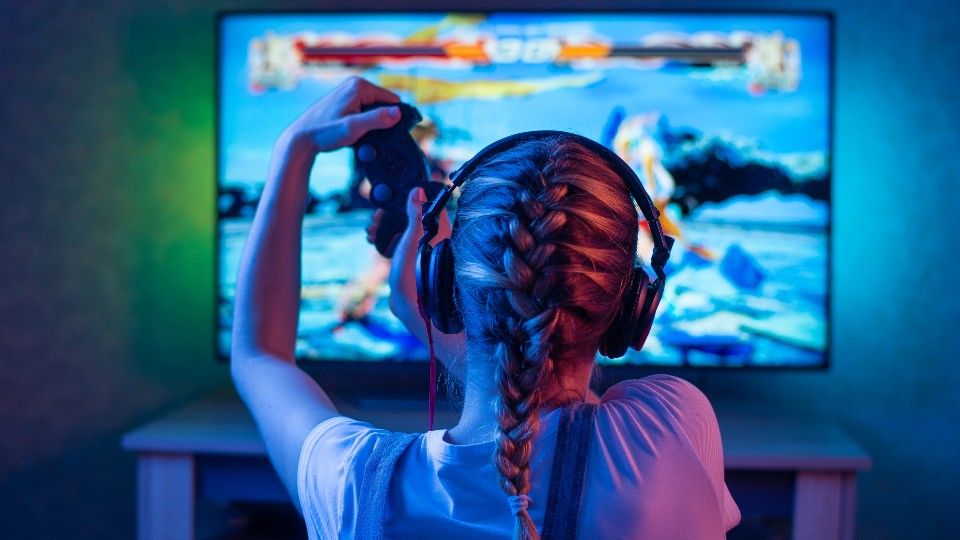 A gamer playing a video game